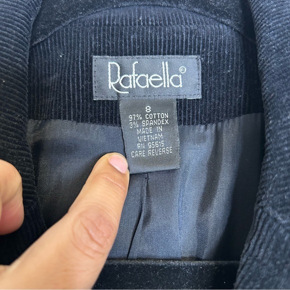 Rafaella Blazer Jacket Women's Corduroy Black w/Shoulder‎ Pads Size 8 - Picture 3 of 8